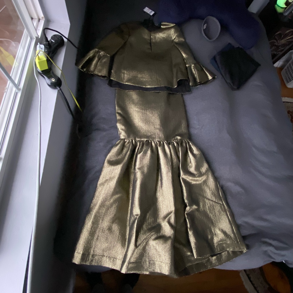 Bcbg Maxazria Two Piece Dress Set Metallic Gold